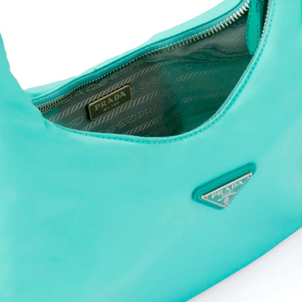 Rare & Authentic Prada Re-Edition 2005 Nylon Bag in Jade Green Like Tiffany Blue - Picture 7 of 16